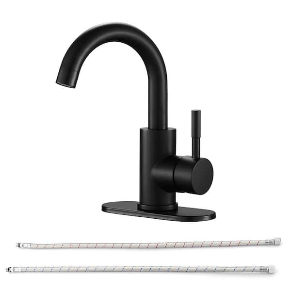 YONKI SUNSHIN INC Single Handle Single Hole Deck Mount Bathroom Faucet, 1.75 GPM Vessel Sink Faucet with Spot Resistant in Matte Black