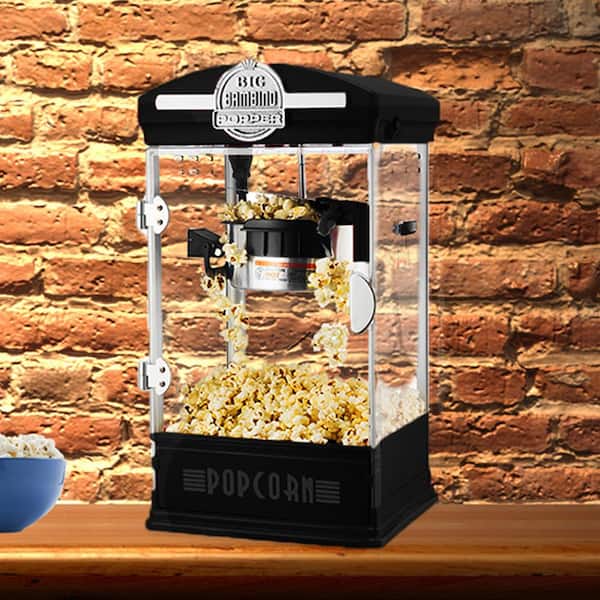 Big Bambino Popcorn Machine – 4 Oz Kettle with 12 Pack of All-In-One Popcorn  Kernel Packets, Scoop, and Bags by Great Northern Popcorn (Black) 