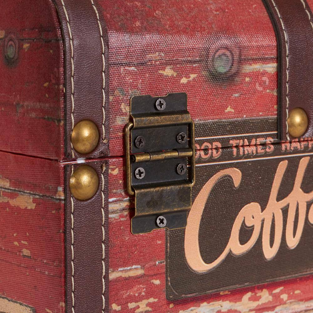 Medium Coffee Shop Decorative Storage Trunk with Leather Straps
