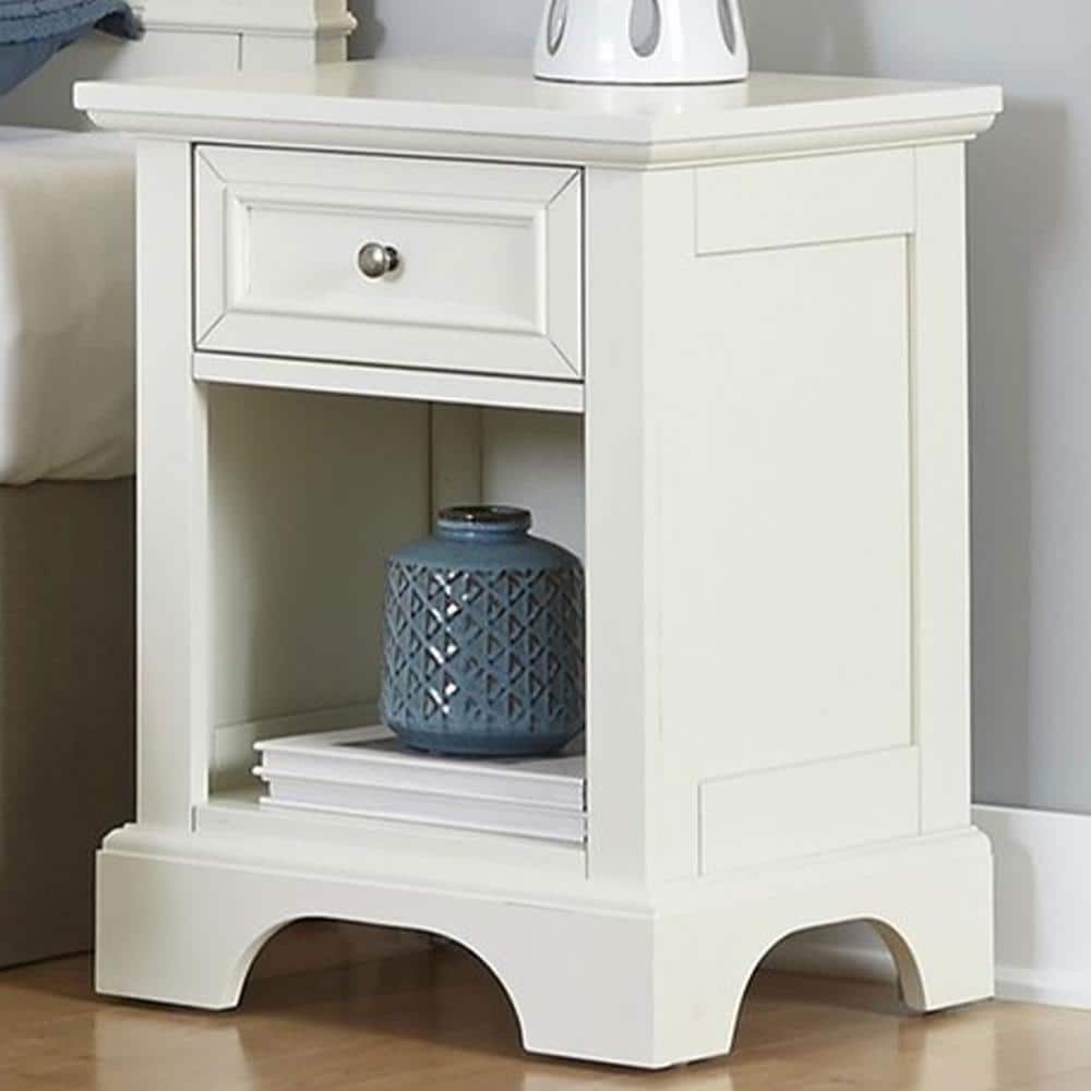 Naples White Mahogany Nightstand with Open Storage Space