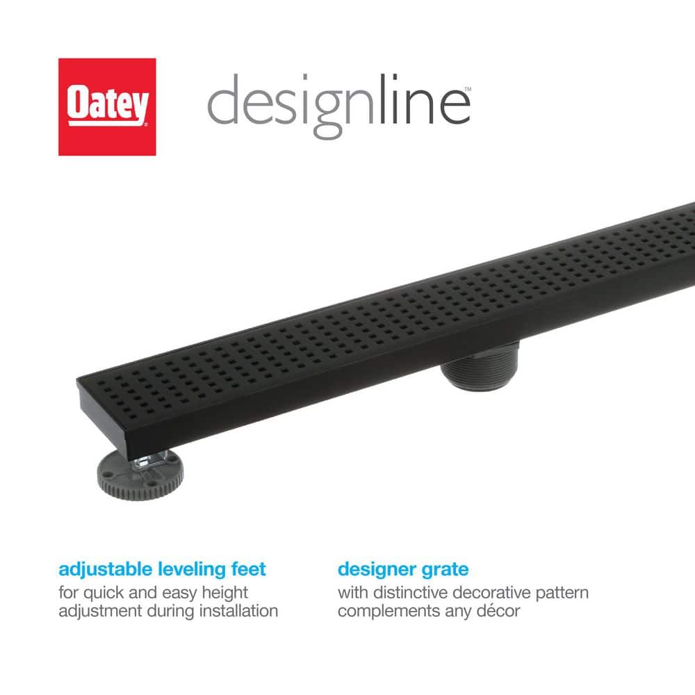 Matte Black Stainless Steel Linear Shower Drain Cover, 24 Inches