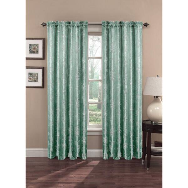 Window Elements Semi-Opaque Danica Faux Embroidered Jacquard 84 in. L Extra Wide Rod Pocket Curtain Panel Pair (Set of 2)
