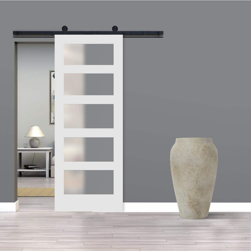 32" x 80" Primed Pine 5 Lite Satin Glass Interior Door
