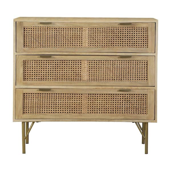 Benjara Brown Wood Top 36 in. Sideboard with 3 Drawer