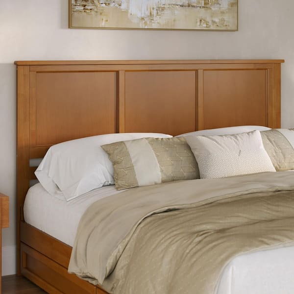 AFI Madison Light Toffee Natural Bronze King Solid Wood Panel Headboard with Attachable Charger