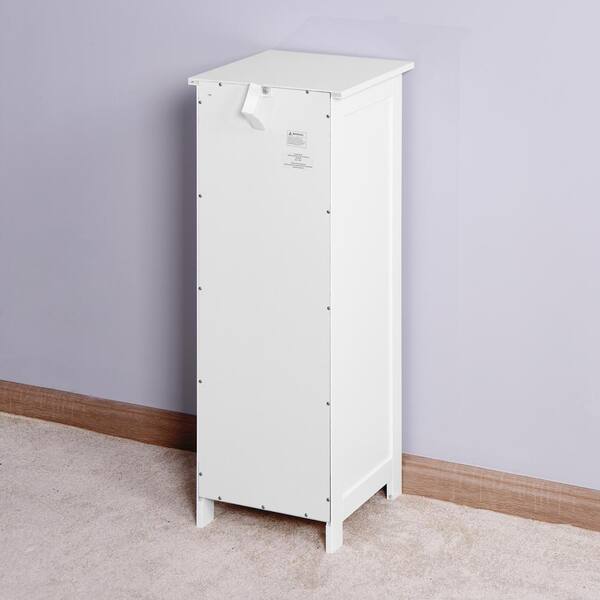 11.8 in. W x 11.8 in. D x 32.3 in. H Bathroom Linen Cabinet Floor Storage Cabinet with Drawers in White