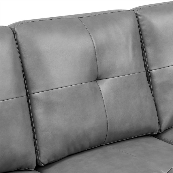 Gray leather sofa with deals nailhead trim