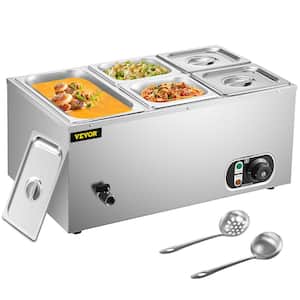 6 in. Deep Commercial Food Warmer 1 x 1/3GN and 4 x 1/6GN 5-Pan Stainless Steel Bain Marie Steam Table 13.7 Qt. 1500Watt