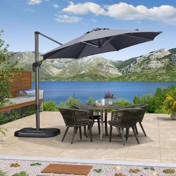 PURPLE LEAF 10 ft. Octagon Aluminum Outdoor Patio Cantilever Umbrella