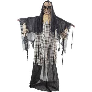 70 in. Charles the Animated Scarecrow Reaper, Indoor or Covered Outdoor Halloween Decoration, Battery Operated