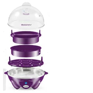 7-Eggs Purple Easy Egg Cooker with Poaching Tray
