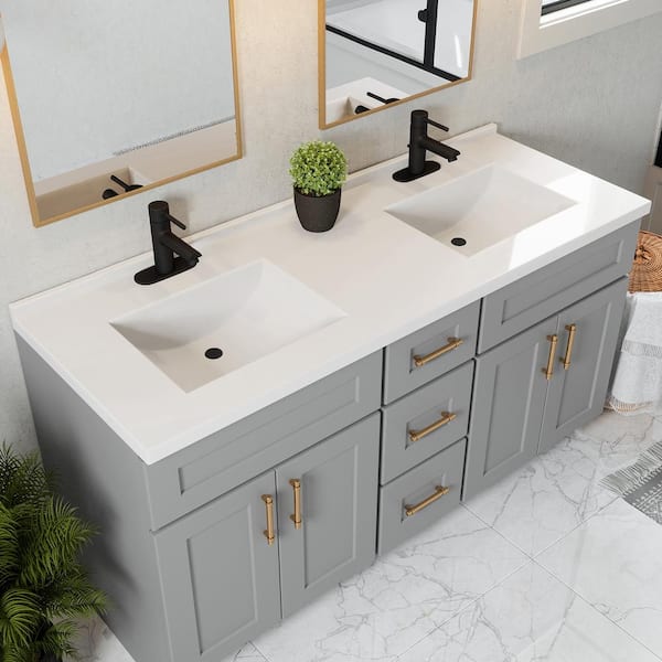 Camilla 61 in. Cultured Marble Vanity Top in Solid White with Basin Camilla 61 in. Cultured Marble Vanity Top in Solid White with Basin