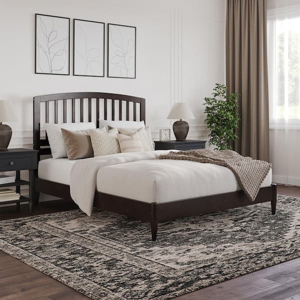 AFI Quincy Espresso Black Solid Wood Frame Queen Low Profile Platform Bed