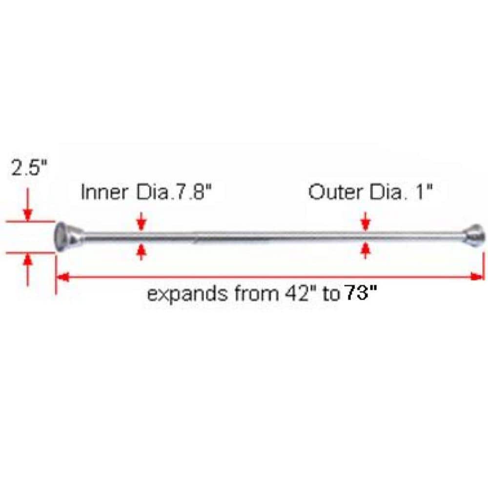 Adjustable Satin Nickel Straight Tension Shower Curtain Rod, 73"