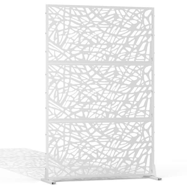 TUYOHW 72 in. H x 47 in. W Metal Privacy Screen for Deck Patio Balcony Garden,Freestanding Decorative Privacy Screen and Panels