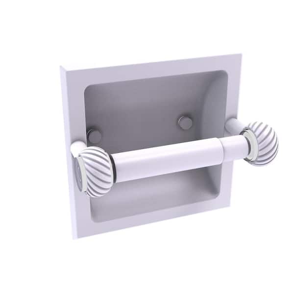 Allied Brass Clearview Recessed Toilet Paper Holder with Twisted Accents in Matte White