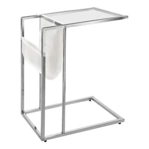 Jasmine 24 in. White/Chrome Metal End Table