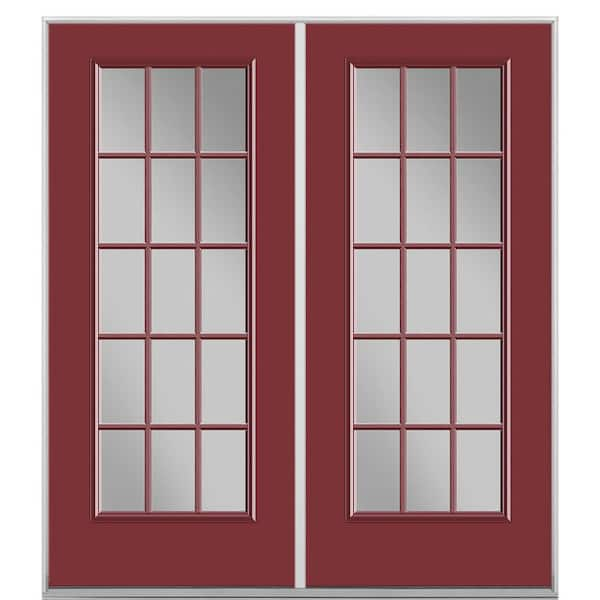 Masonite 60 in. x 80 in. Red Bluff Steel Prehung Right-Hand Inswing 15-Lite Clear Glass Patio Door without Brickmold