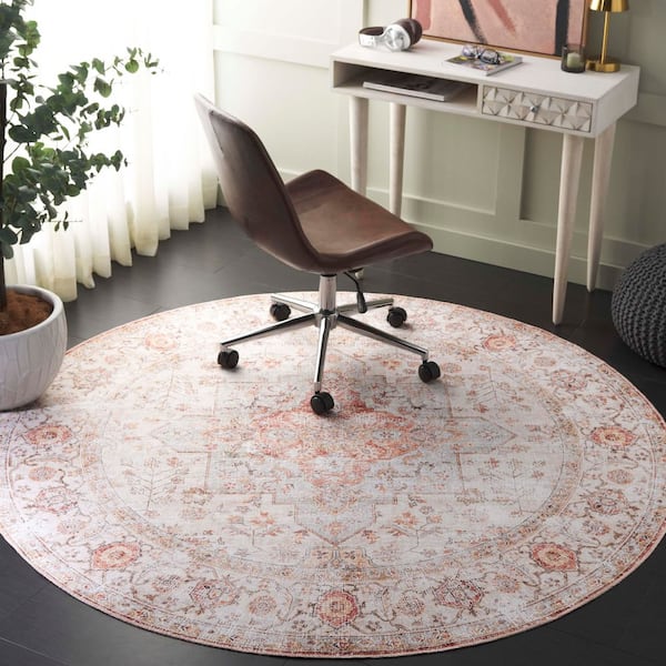 Arizona 6 ft. x 6 ft. Beige/Rust Oriental Round Rug