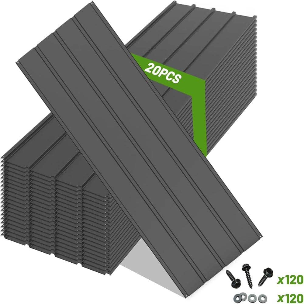20 PCS Gray Metal Roofing Panels with 120 Pcs Steel Screws for Pergola, Gazebo, Shed, Garages, Stables and Mobile Homes price history on PriceWatchPro