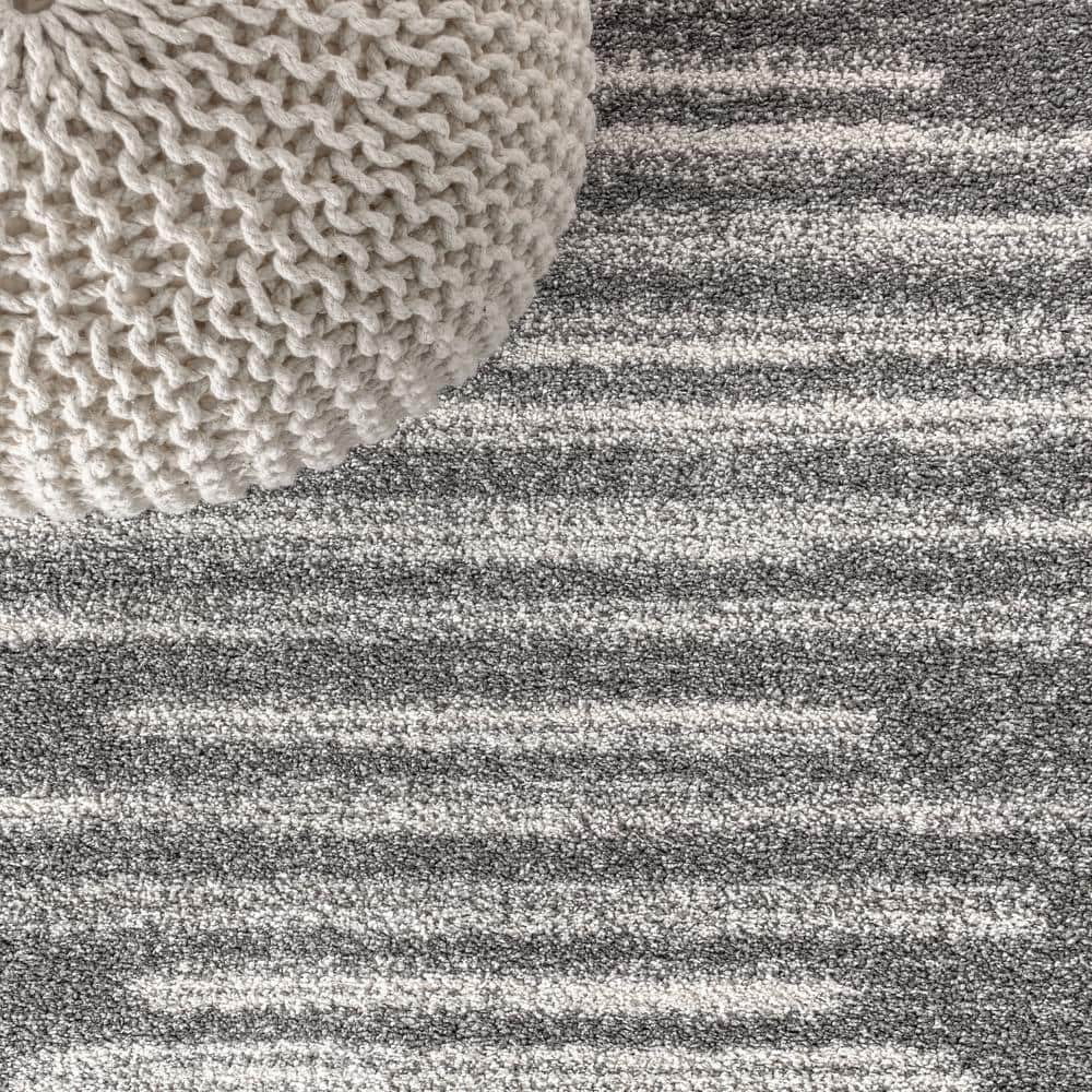 Modern Moroccan-Inspired Gray Stripe Synthetic Area Rug - 3' x 5'
