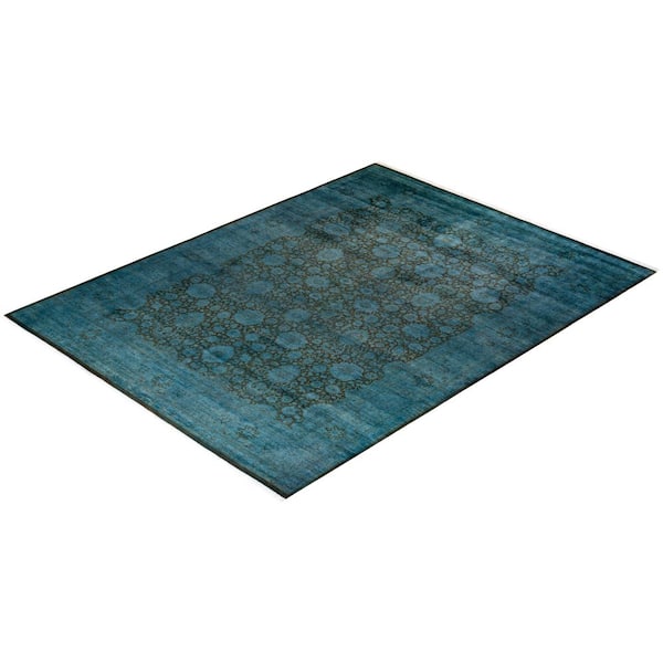 Overdyed Blue 9 ft. 3 in. x 12 ft. 1 in. Wool Indoor Area Rug
