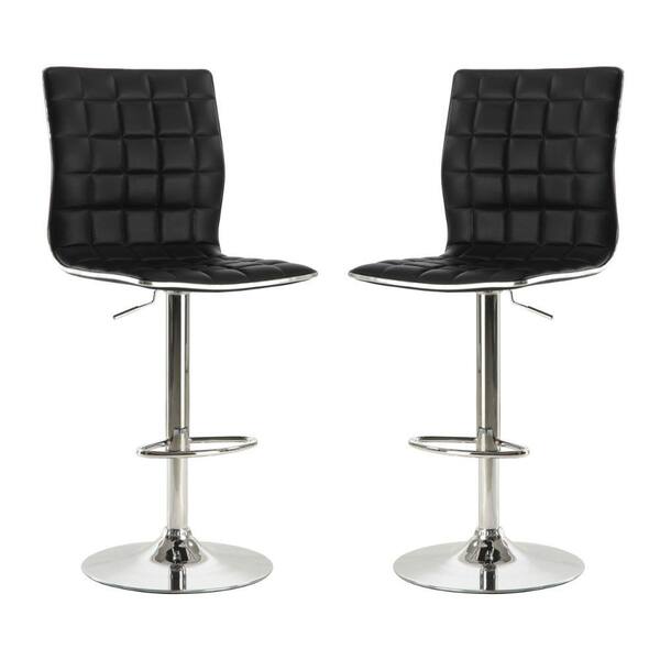 Benjara 42.24 in. Black Low Back Metal Frame Bar Stool with Leather