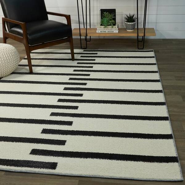 Modern Striped Area Rug 3007834, Brown And White Striped Rug