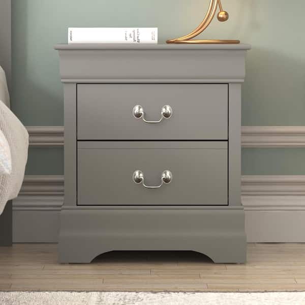 GALANO Ireton Gray 2-Drawer 21.5 in. Wide Nightstand (Effortless Assembly and Stylish Storage Solution)