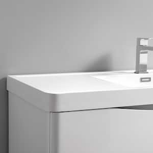 Tuscany 32 in. Modern Wall Hung Bath Vanity in Glossy White w/ Vanity Top in White w/ White Basin and Medicine Cabinet