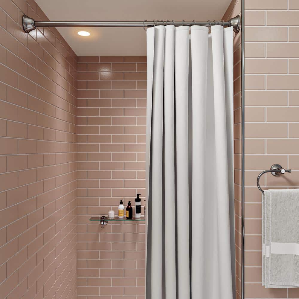 Adjustable Brushed Nickel Tension Shower Curtain Rod