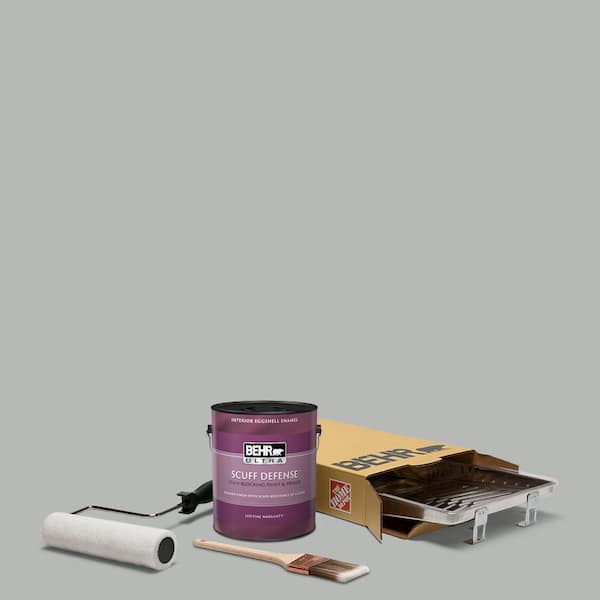 BEHR 1 gal. #N460-3 Lunar Surface Extra Durable Eggshell Enamel Interior Paint and 5-Piece Wooster Set All-in-One Project Kit