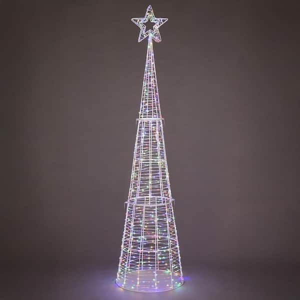 6 ft. Pre-Lit LED Cone Tree Artificial Christmas Tree with 720 Lights and Star Topper