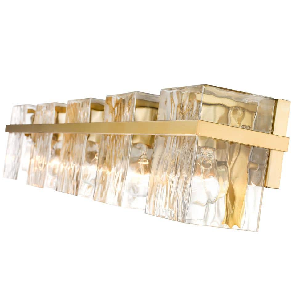 Modern Gold 5-Light Vanity with Handmade Glass Shades