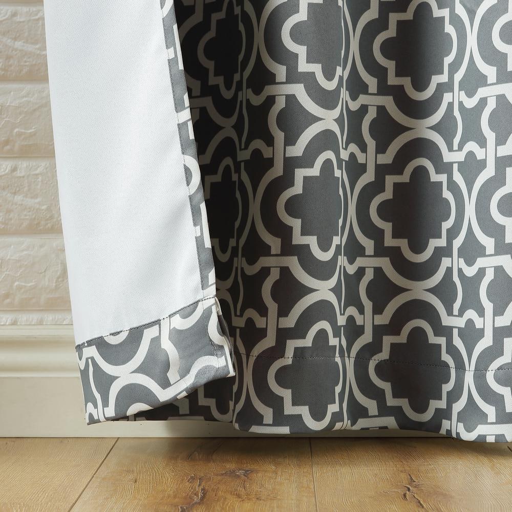 Gray Trellis Blackout Grommet Curtain Panel, 40" x 84"