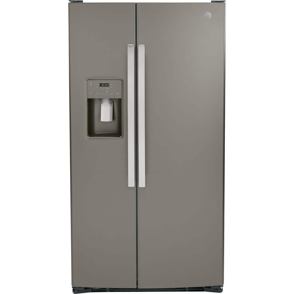 25.3 cu. ft. Side-by-Side Refrigerator in Slate, Standard Depth, Grey