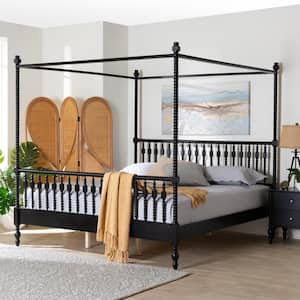 Callison Black Wood Frame King Canopy Bed