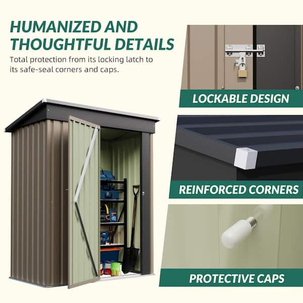 Tozey 5 ft. W x 3 ft. D Outdoor Storage Metal Shed Lockable Metal
