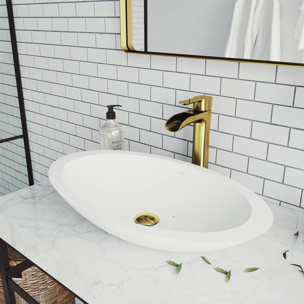 Niko 10.5" Waterfall Vessel Bathroom Faucet in Matte Gold