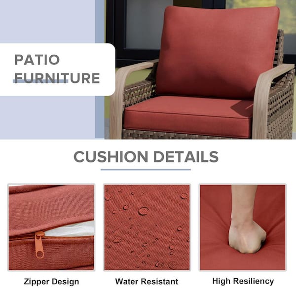 COOS BAY 5-Piece Brown Wicker Outdoor Furniture Set Patio