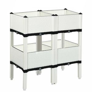 16 in. x 16 in. Elevated White Plastic Planter Box (4-Pack)