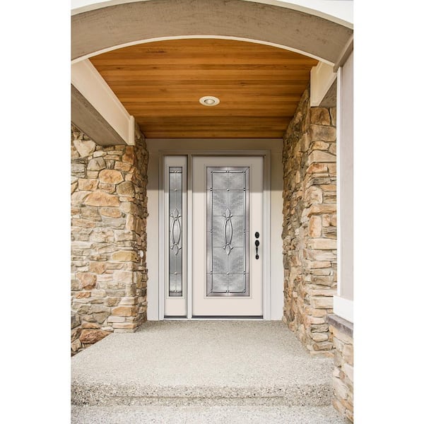 52 in. x 80 in. Full Lite Blakely Primed Steel Prehung Left-Hand Inswing Front Door with Left-Hand Sidelite