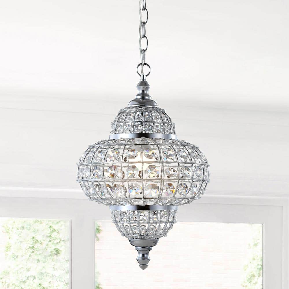 Juliette 19.5" Chrome and Crystal Modern LED Pendant Light