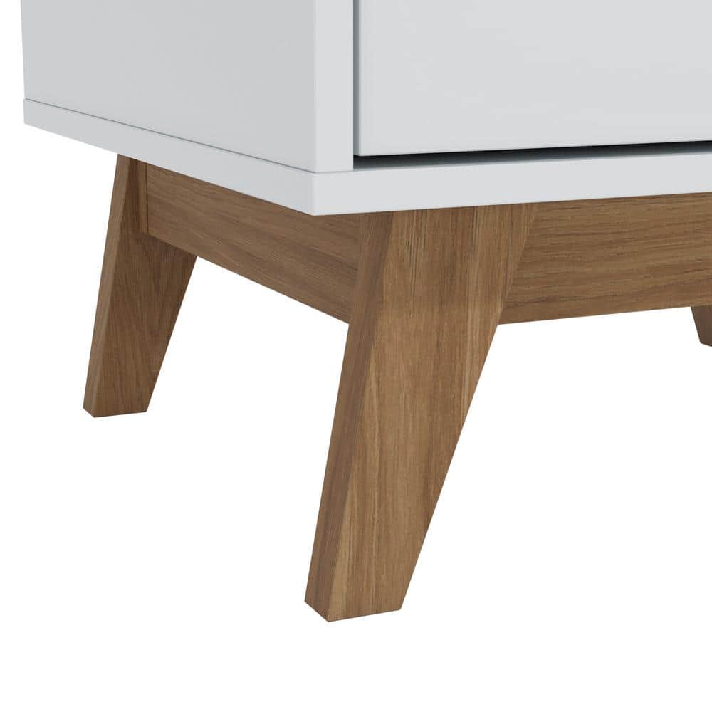 Meridian 2-Drawer Nightstand with Niche- In White/Light Brown - (24.40in. H x 21.25in. W x17.71 in. D)