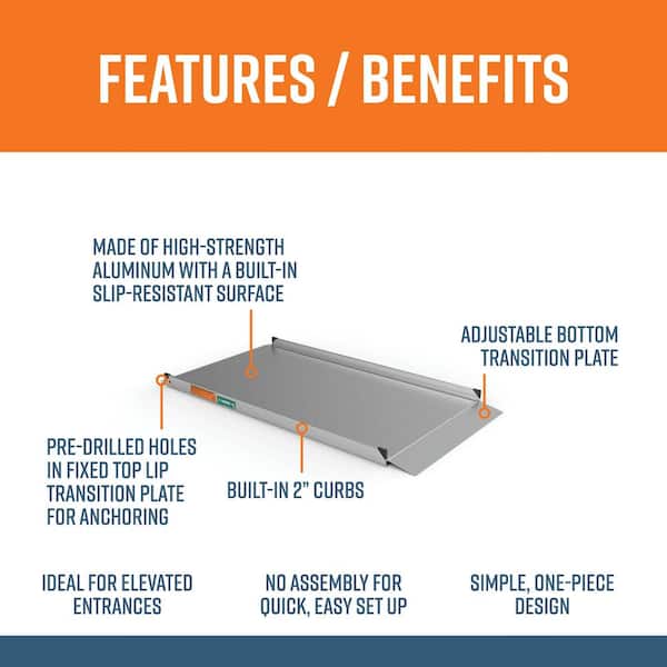 GATEWAY 3G 6 ft. Aluminum Solid Surface Wheelchair Ramp