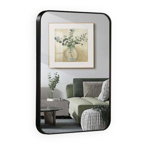 Kiva 24 in. W x 32 in. H Rectangle Framed Wall Mirror Modern Deco Bathroom Vanity Mirror in Matte Black