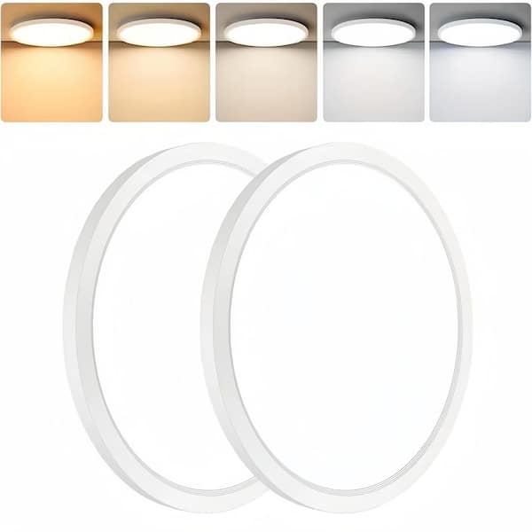 KOAOEIRS 12 in. Low Profile White Round Integrated LED Flush Mount ...