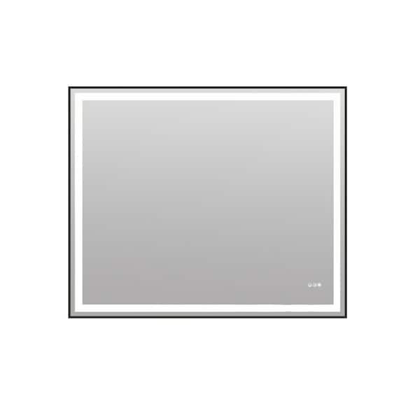 48 in. H x 40 in. W Rectangular Framed Wall Mount LED Light Bathroom Vanity Mirror in Black