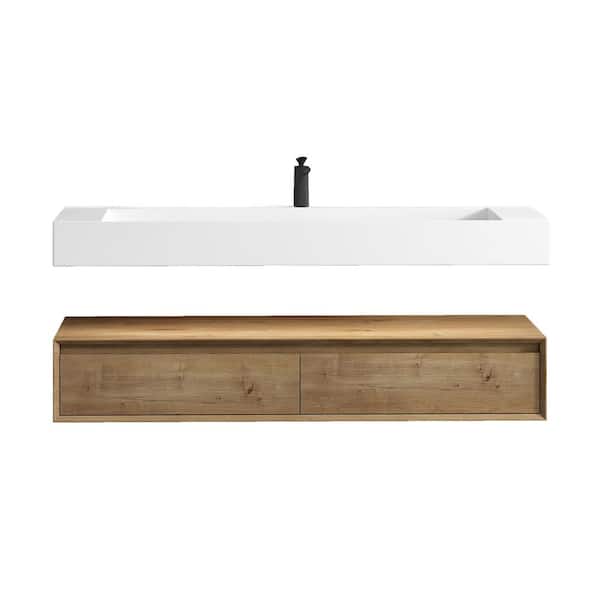 Alysa 59 in. W. x 20 in. D x 23 in. H Single Sink Floating Bath Vanity in White Oak with White Acrylic Top