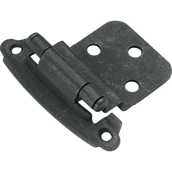 HICKORY HARDWARE 3/8 in. Inset Black Iron Self-Closing Hinge (2-Pack)